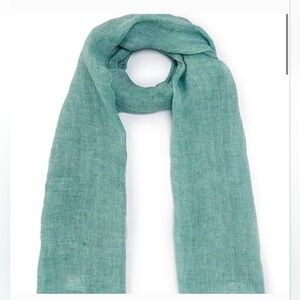 SASSO + SMYTH  Linen  Blend With Fringe-Trim Scarf